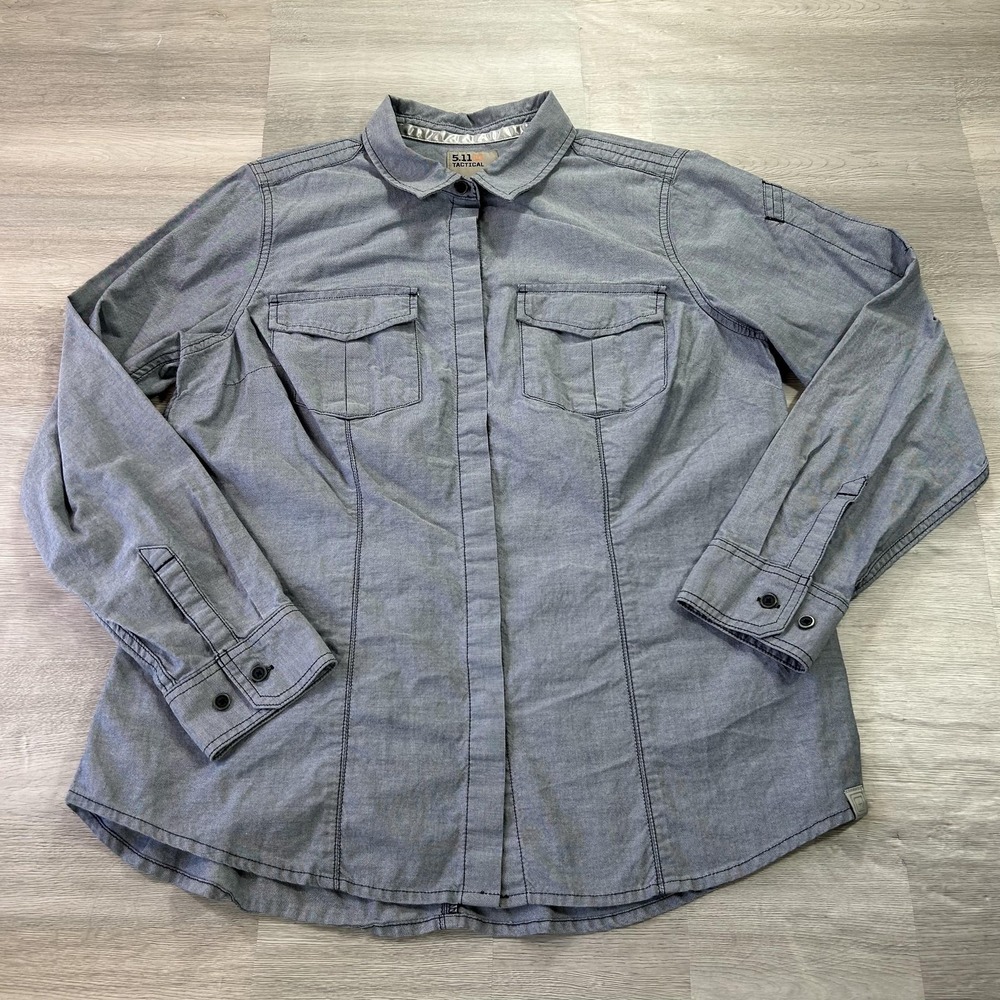 5.11 Tactical Athena Shirt Womens Large Gray Snap Button Up Workwear 62386